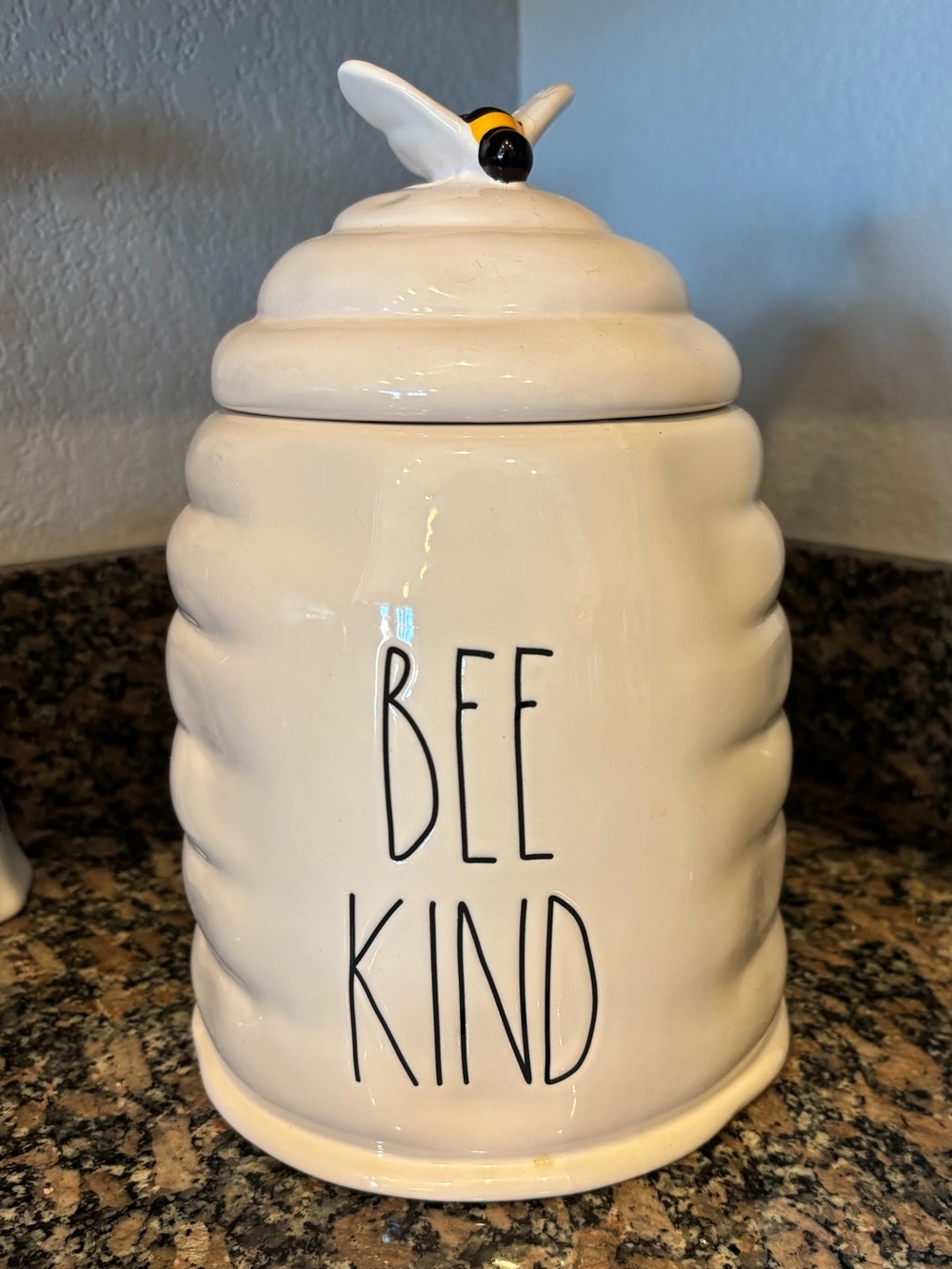 Rae Dunn Bee Kind Themed Ceramic Canister in Cream w/ Yellow & Black Accent